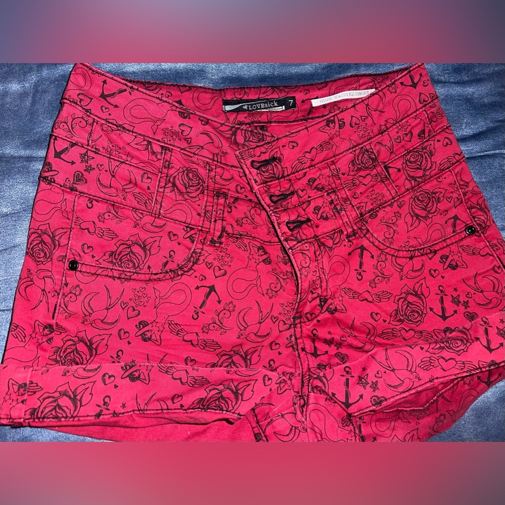 Lovesick by Hot Topic High Waisted Punk Shorts Size 7
